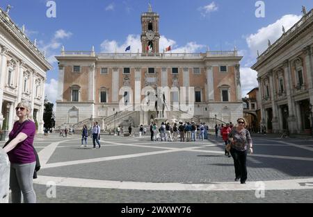 Rome, Italy. 02nd Apr, 2024. Tourists stroll in Campidoglio, Rome, Italy, April 2 2024. (Photo by Elisa Gestri/Sipa USA) Credit: Sipa USA/Alamy Live News Stock Photo