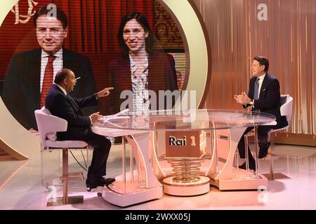 Roma, Lazio. 02nd Apr, 2024. The president of the Movimento 5 Stelle Giuseppe Conte guest of the transmission of Bruno Vespa Cinque Minuti. Rome (Italy), 02 April 2024, Credit: massimo insabato/Alamy Live News Stock Photo