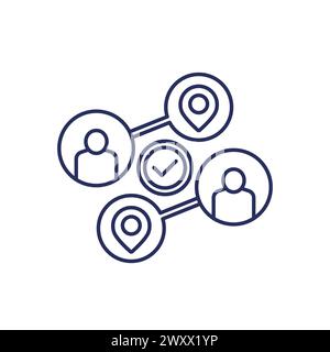 relocate, relocation line icon on white Stock Vector
