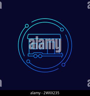 mobile home icon, linear design Stock Vector