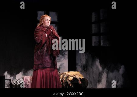 Madrid, Spain. 02nd Apr, 2024. Actors perform during the presentation of the opera JUAN JOSE at the Zarzuela Theater in Madrid. April 2, 2024, Spain Credit: Sipa USA/Alamy Live News Stock Photo
