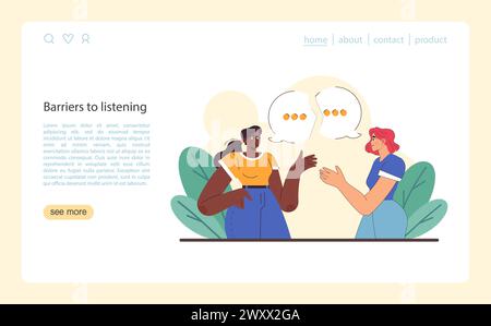 Active listening skill web banner or landing page. Attentive character ...