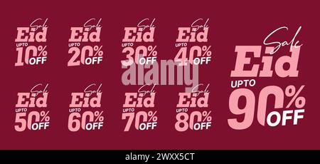 Eid Sale tags - Eid Sale discount stickers, labels and designs Stock Vector