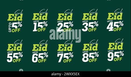 Eid Sale tags - Eid Sale discount stickers, labels and designs Stock Vector