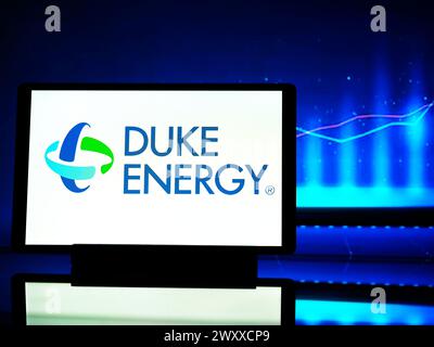 Germany - April 3, 2024: In this photo illustration,  Duke Energy Corporation  logo seen displayed on a tablet Stock Photo