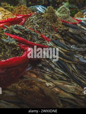 Balikpapan, Indonesia - March 15th, 2024.  some of them are salty dried fish. they all are traditional food in Indonesia. Stock Photo