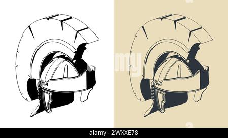 Stylized vector illustration of a Roman legionary helmet Stock Vector