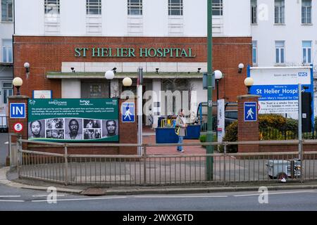 London, UK. An exterior view of St Helier Hospital in South London. The hospital is run by Epsom and St Helier University Hospitals Trust. Stock Photo