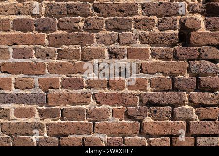 Background texture of a very old brick wall. Stock Photo