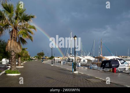 View of the port of Sidi Bou Said, a picturesque town and popular tourist attraction situated approximately 20 km northeast of the capital city, Tunis Stock Photo