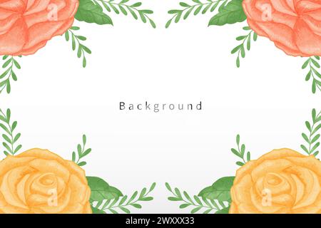 roses and leaves watercolor background illustration vector Stock Vector