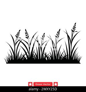 Sylvan Serenity  Graceful Grass Silhouettes for Peaceful Creations Stock Vector