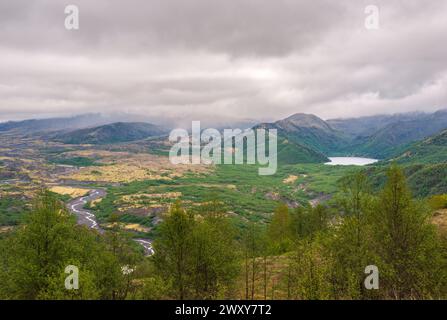 The Toutle River On A Hazy Day At Mount St. Helens, Stratovolcano In 