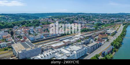 Aerial view of the beautiful three-river city of Passau in Lower Bavaria Stock Photo