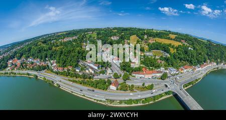 Aerial view of the beautiful three-river city of Passau in Lower Bavaria Stock Photo