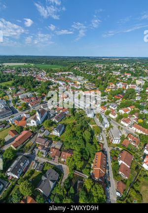 Aerial view of Gauting in the Würmtal valley in Upper Bavaria, south ...