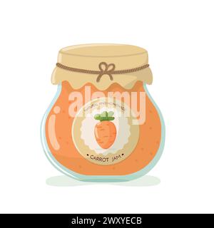 Classic carrot jam jar with label. Isolated vector illustration Stock Vector