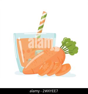 Glass with ices, carrot and slices. Isolated vector illustration Stock Vector