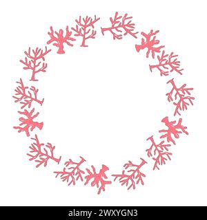 frame, border, of marine plants. summer marine, seaweed, coral, reef vector Stock Vector