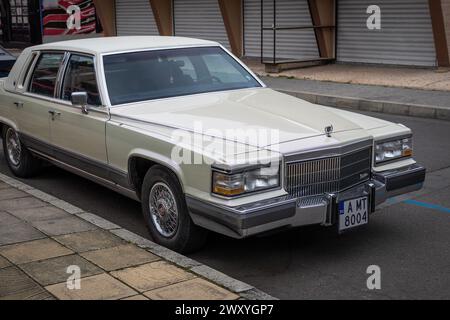 Classic retro Cadillac on the street in sea resort Sunny Beach ...