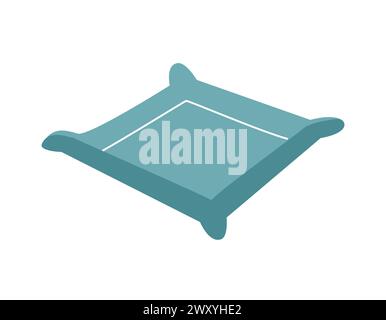 Vector isolated illustration with flat square repotting mat. Foldable plastic carpet is good tool that help to prevent dirt and ground. Garden equipme Stock Vector