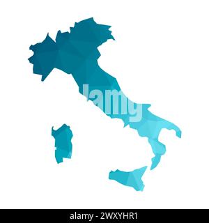 Italy country simplified map. Blue silhouette with thick black contour ...