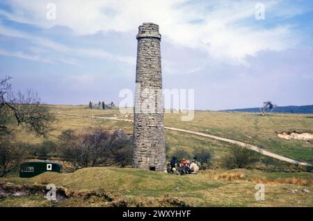 Stone chimney at Powder Mills, Dartmoor national park, Devon, England, UK 1972 Stock Photo