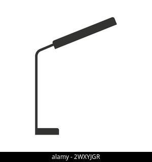 Vector isolated illustration with black icon of office phyto lamp. Light UV eqipment to grow micro greens and plant at home. Fito bulb is good tool to Stock Vector