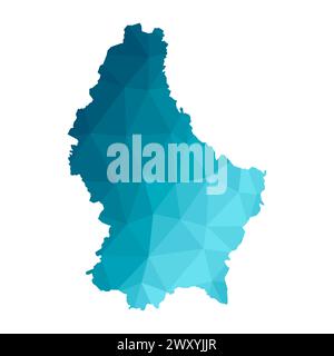 Vector isolated illustration icon with simplified blue silhouette of Luxembourg map. Polygonal geometric style, triangular shapes. White background. Stock Vector