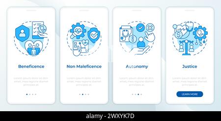 Principles of bioethics blue onboarding mobile app screen Stock Vector
