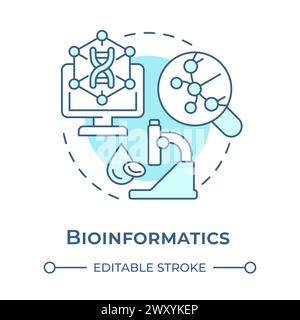 Bioinformatics soft blue concept icon Stock Vector