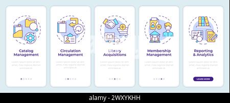 Library management software onboarding mobile app screen Stock Vector