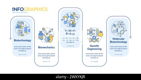 Life sciences technologies blue rectangle infographic template Stock Vector