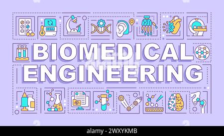 Biomedical engineering purple word concept Stock Vector