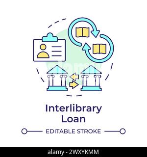 Interlibrary loan multi color concept icon Stock Vector