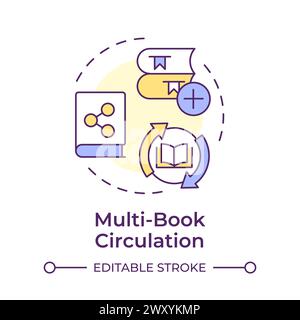 Multi-book circulation multi color concept icon Stock Vector