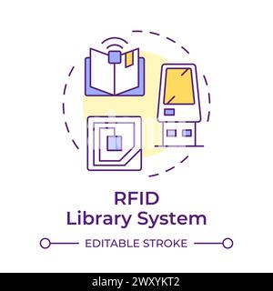 RFID library system multi color concept icon Stock Vector