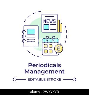 Periodicals management multi color concept icon Stock Vector