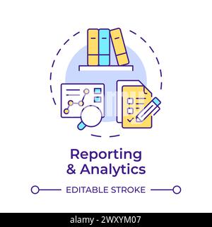 Reporting and analytics multi color concept icon Stock Vector