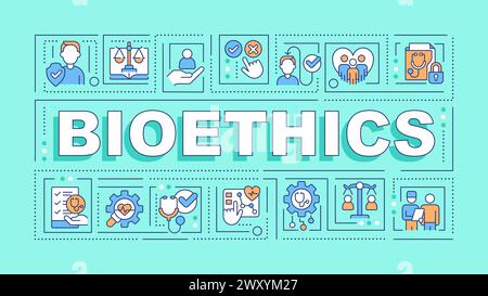 Bioethics turquoise word concept Stock Vector