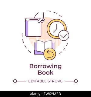 Book borrowing multi color concept icon Stock Vector