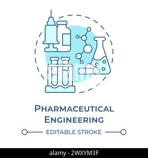 Pharmaceutical engineering soft blue concept icon Stock Vector