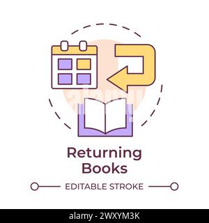 Book returning multi color concept icon Stock Vector