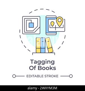 Tagging of books multi color concept icon Stock Vector