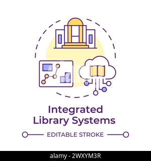 Integrated library systems multi color concept icon Stock Vector