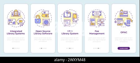 Library software onboarding mobile app screen Stock Vector