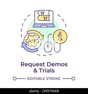 Request demos and trials multi color concept icon Stock Vector