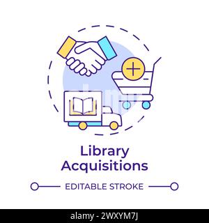 Library acquisitions multi color concept icon Stock Vector