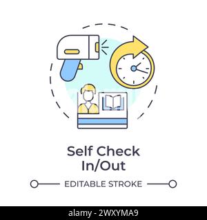 Self check in or out multi color concept icon Stock Vector