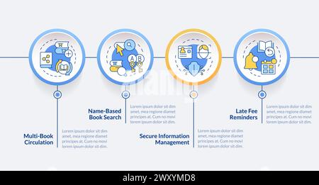 Books and materials organization circle infographic template Stock Vector